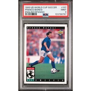 1993 Upper Deck World Cup Soccer English/Spanish #107 Franco Baresi PSA 9 Italy